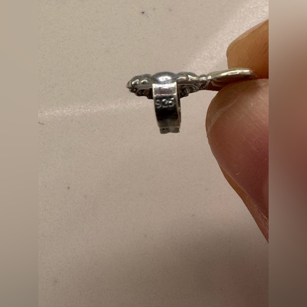 Cubic Zirconia 925 Stamped Studs with Crown Backing - Picture 7 of 7